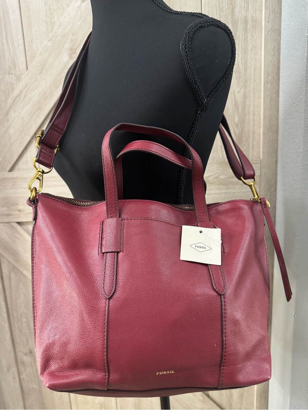 Fossil Skylar Women's Burgundy Leather Tote Bag - NWT